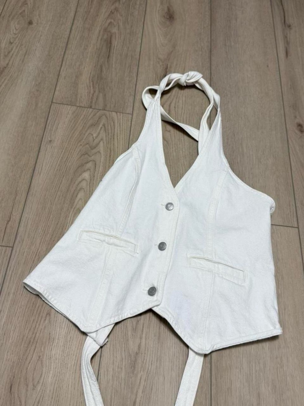 wild fable White Halter Button Front Vest Top